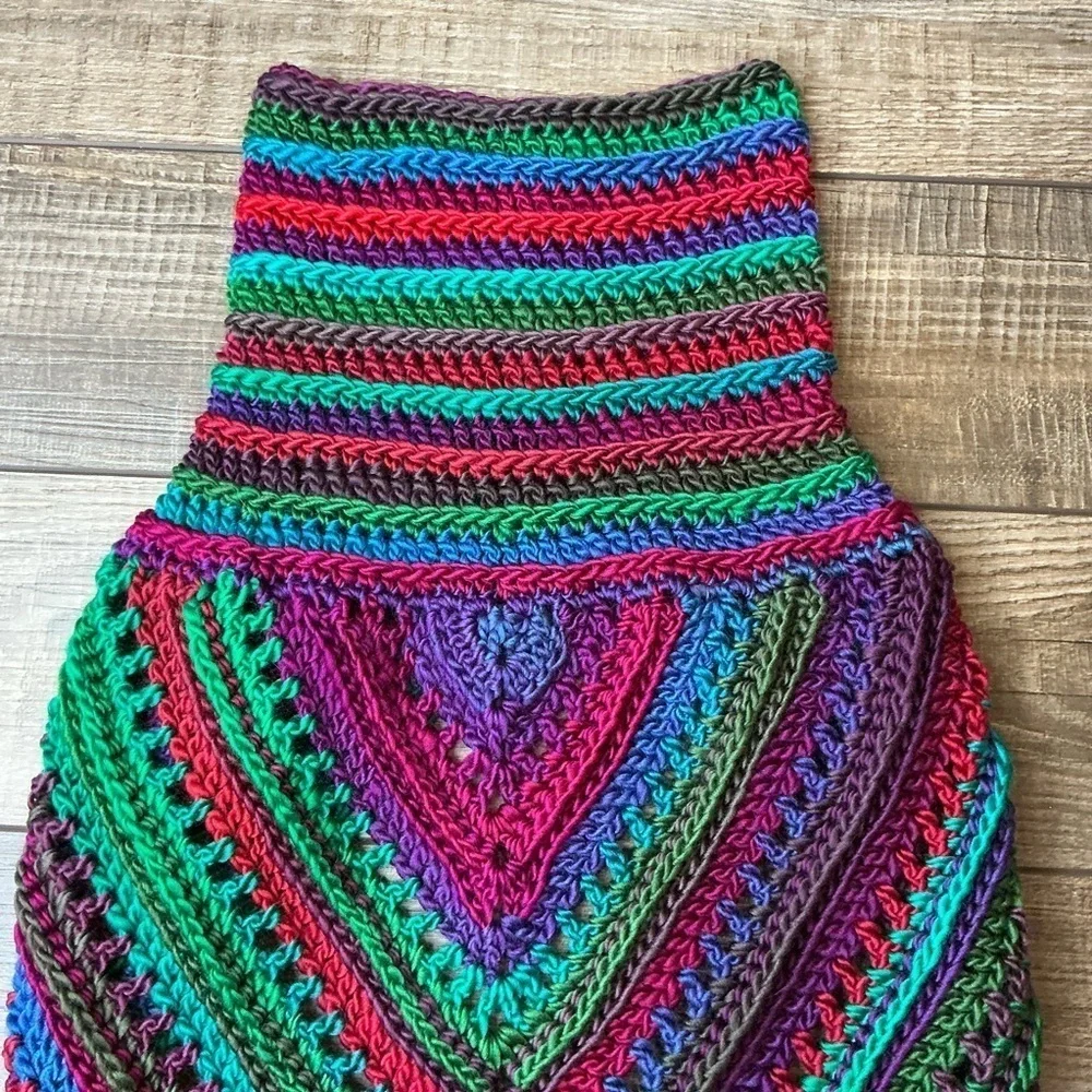 Handcrafted Crochet Cowl Neck Scarf With Fringe New Handmade by Seller Knit